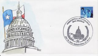 2001 Presidential Inauguration - Hand Painted Cachet By Vermont Postal Artist