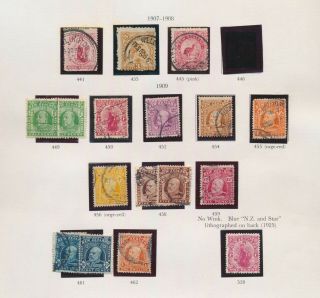 ZEALAND STAMPS 1902 - 1915 3 ALBUM PAGES OF KEVII,  KGV & PICTORIALS,  VF LOT 2