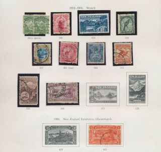 ZEALAND STAMPS 1902 - 1915 3 ALBUM PAGES OF KEVII,  KGV & PICTORIALS,  VF LOT 3