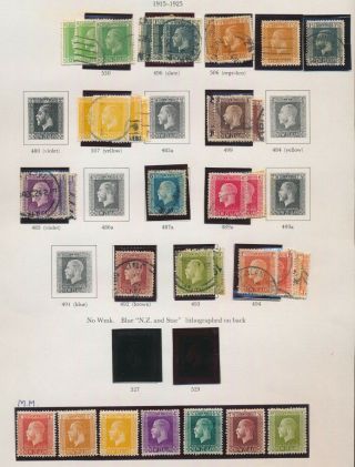 ZEALAND STAMPS 1902 - 1915 3 ALBUM PAGES OF KEVII,  KGV & PICTORIALS,  VF LOT 4