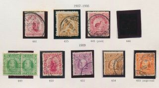 ZEALAND STAMPS 1902 - 1915 3 ALBUM PAGES OF KEVII,  KGV & PICTORIALS,  VF LOT 5