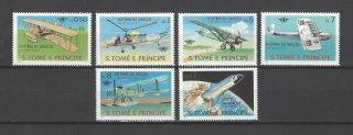 St Thomas & Prince Islands 1979 Sc 528 - 33 History Of Aviation Mnh Set $10.  60