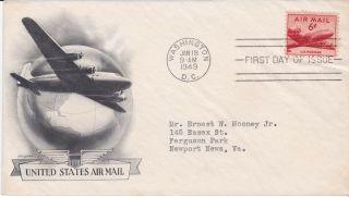 First Day Cover,  Scott C39,  6c Dc - 4,  Planty C39 - 2,  Aristocrats,  1949