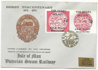 Isle Of Man 1971 Victorian Steam Railway Derby Tercentenary 5p,  7p Cover