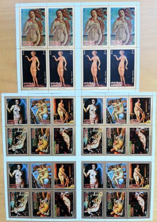 K295.  4x Ajman - Mnh - Art - Paintings - Nude