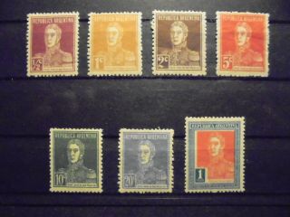 Argentina Stamp Serie 1927,  Nbr 306 - 312,  Mh