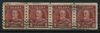 Canada 1935 3 Cents Coil Jump Strip Of 4