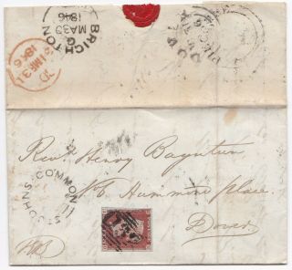 1846 Brighton Letter =132= Numeral Udc St Johns Common & Piecombe Rev Bayntun?
