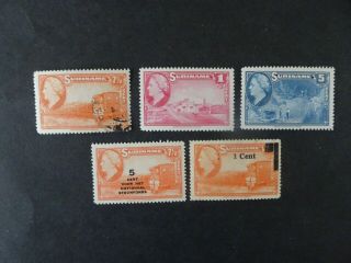 Set Of Railway Stamps From Suriname Dated 1945 & 1950 Mm