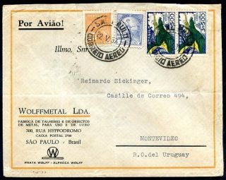 Brazil To Uruguay Air Mail Cover 1937 Vf