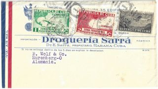 Sarra Perfins On 2 Matanzas,  Airmail Stamp - Droguería Sarrá Havana 1938 Cover