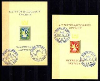 Germany,  Lithuania;dp Camp Meerback,  Lithuanian Red Cross,  Souvenir Sheets; Doubl