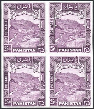 Pakistan 1963 - 79 25r Violet,  Imperforate Block Of 4,  Sg.  210ba,  Um