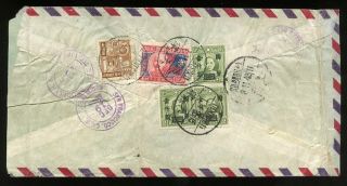 China Registered Express Airmail Cover Tientsin To Ny Via Shanghai & Sf (1946?)