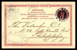 Mayfairstamps 1910 Sweden Stockholm To Philadelphia Tpo Transit Cancel Postal St