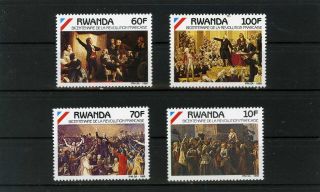 Rwanda 1990 Sc 1342 - 1345 Paintings French Revolution Set Of 4 Stamps Mnh