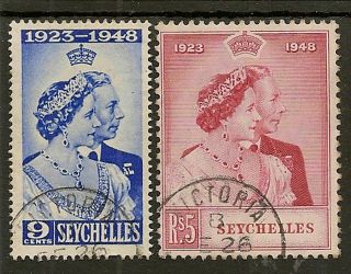 Seychelles 1948 Royal Silver Wedding Sg152/3 Fu