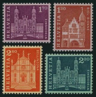 Switzerland 397a,  398a,  399a,  399b,  Mnh.  Michel 764 - 767.  Guildhall,  Churches,  1963.