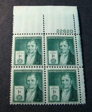 Us Plate Blocks Famous Americans Stamp Scott 889 Whitney 1940 Mnh L225