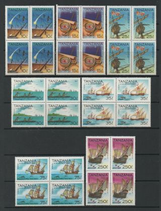 Tanzania 1992 500th Anniv Of Discovery Of America Set In Blocks Of Four Vf Mnh