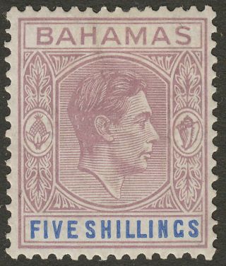 Bahamas 1938 Kgvi 5sh Lilac And Blue Sg156 Cat £170