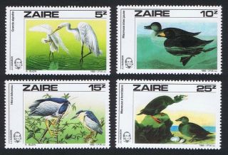 Zaire Birds Audubon 4v Mnh Sg 1238 - 1241 Mi 906 - 907 Cv 8.  2
