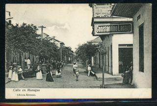 Nicaragua Postal History: Lot 129 Early 20th Century Pc Managua Street $