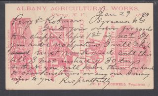 Us Sc Ux5 1880 1c Advertising Postal Card,  Albany Corn Planter