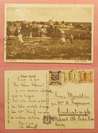 1927 Eef Palestine Overprints Postcard Haifa To Turkey