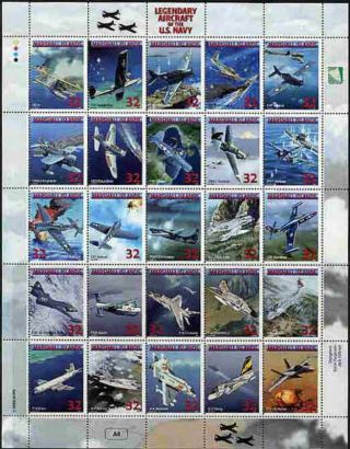 Marshall Islands 1998 Aircraft Of The Us Navy 25 Stamp Sheet 666