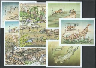 S254 Gambia Fauna Reptiles Dinosaurs 3387 - 14 Michel 41 Euro 4bl,  2kb Mnh