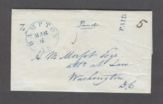 " Hampton Va.  " 1847 Letter D/l Bryorfield Manor To Henry Morfit,  Washington Dc