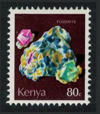 Kenya Fluorite Mineral 1v 80c Mnh Sg 113 Sc 104 Cv 7.  5