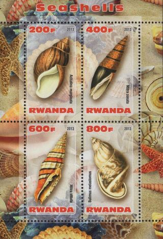 Rwanda Seashells Souvenir Sheet Of 4 Stamps Nh