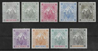 Barbados 1897 - 1898 Mh Daimond Jubilee Complete Set Sg 116 - 124 Cv £350