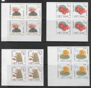 L3716 Vietnam Flowers Cactus Blocks Of 4 Imperf Stamps Mnh