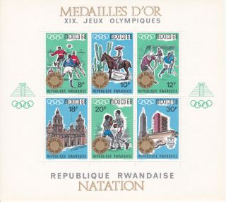 Rwanda 1968 Summer Olympic,  Mexico 1968,  Mnh,  Perf.  S/s