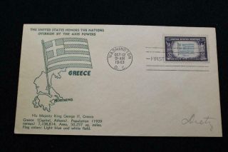 Patriotic Cover 1943 1st Day Issue World War 2 Overrun Country Greece (6804)