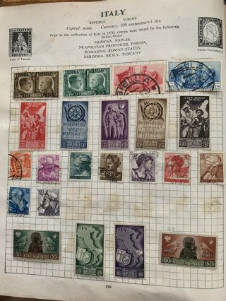 Two Old Album Pages Of Stamps From Italy (the Strand)