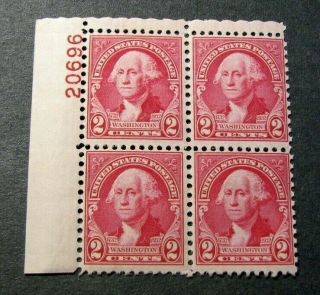 Us Plate Blocks Stamp Scott 707 Washington 1932 Mnh L294