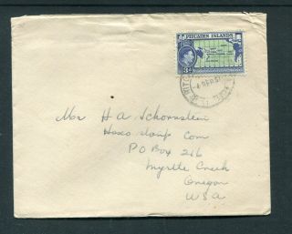 Pitcairn Island 1951 3d Commercial Cover To Oregon,  Usa With Letter.  Scarce