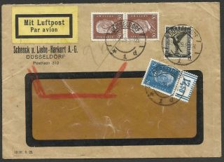 Germany To Chile Airmail Cover 1929 " Dusseldorf " Cancel Vf
