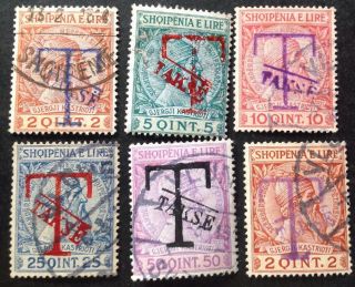 Albania 1914 Postage Due Stamps X 6 Stamps All Vfu