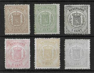 Netherlands 1869 - 1871 Lh Complete Set Of 6 Nvph 13 - 18 Cv €1300