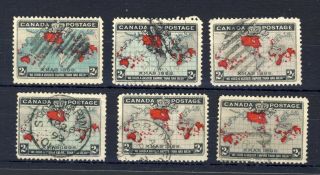 6x Canada Stamp 1898 Xmas Map 85 & 86 3x Grid - 1x Sc,  2 Cancel Cv.  =$60.  00