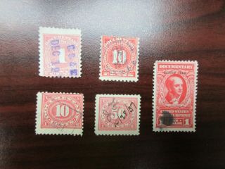 U.  S.  Revenue Stamp Lot (5) - R196,  R201,  R234,  R238,  R300 - Rb1371