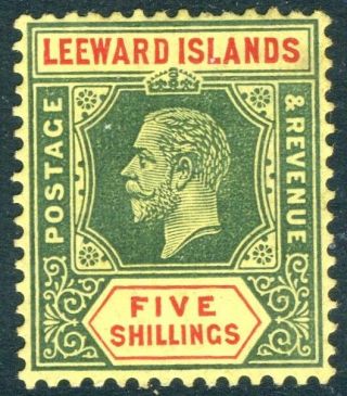 Leeward Islands - 1913 5/ - Green & Red/yellow (white Back) Lightly Mounted Sg 57a