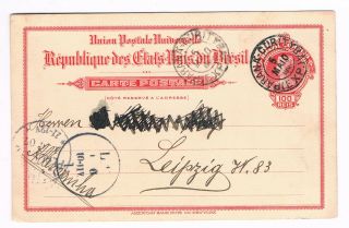 Brazil Postal Stationery 1907 100r To Germany (b9/1)