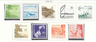 Ecuador Sc 596 - 604 Lh/nh Issue Of 1955 - Landscapes