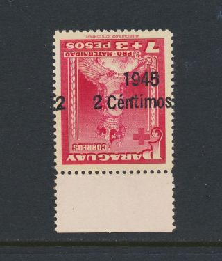 Paraguay 1945,  " Inverted Oveprin " On 7,  3p,  Vf Nh Sc 421var (see Below)